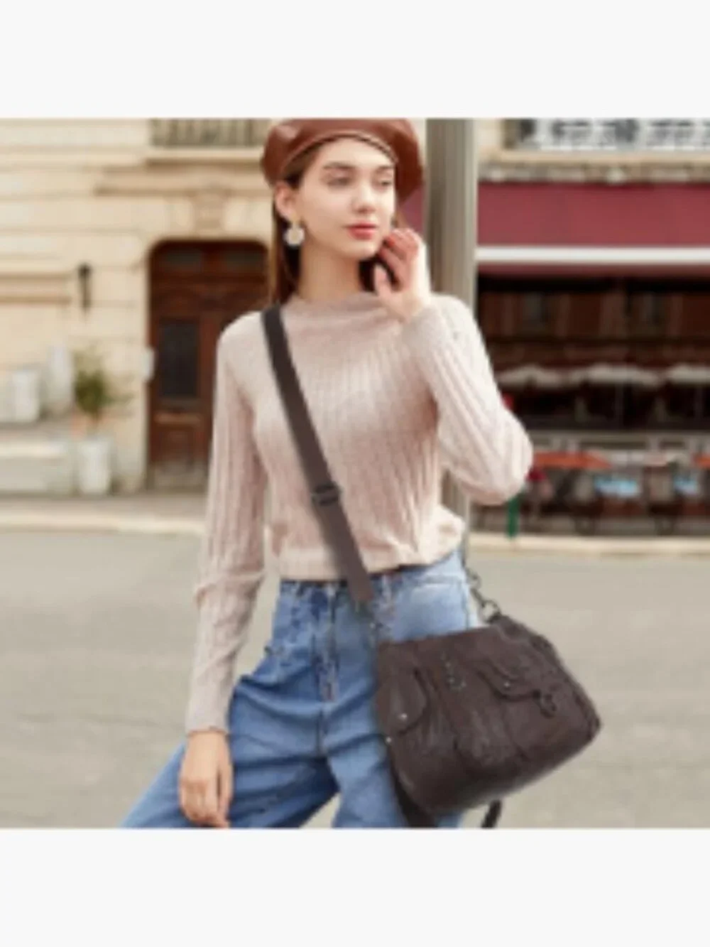 Women's Hobo Shoulder Bag Vegan Leather Purse Satchel Tote Crossbody Adjustable
